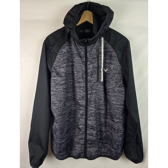 Callaway Jacket Men's Size Medium Gray Mesh Lined Full Zip Windbreaker Hooded - Picture 1 of 12
